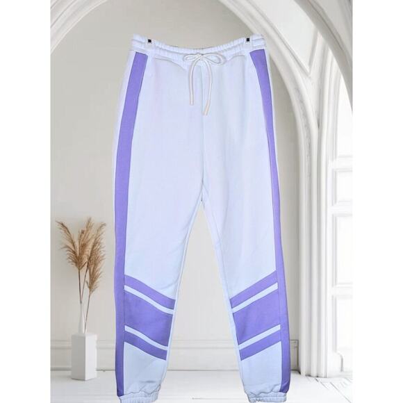 Eleven By Venus Williams Collegiate Track Pant Sz Small White Purple - Picture 1 of 10
